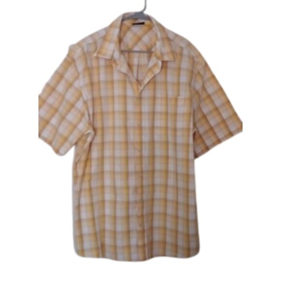 Cabela's Men's Size 2XLT Yellow Plaid Short Sleeve Top - Picture 1 of 8